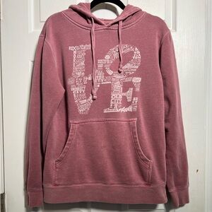 Pullover Hoodie Sweatshirt - Dusty Rose with Graphic